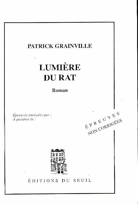 Livrenpoche : Lumière du rat - Patrick Grainville - Livre