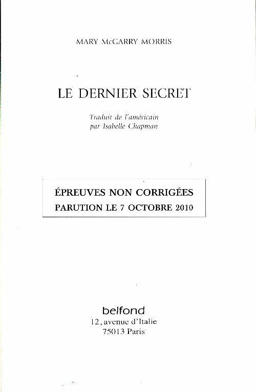 Livrenpoche : Le dernier secret - McGarry Morris Mary - Livre