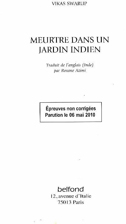 Livrenpoche : Meurtre dans un jardin indien - Vikas Swarup - Livre