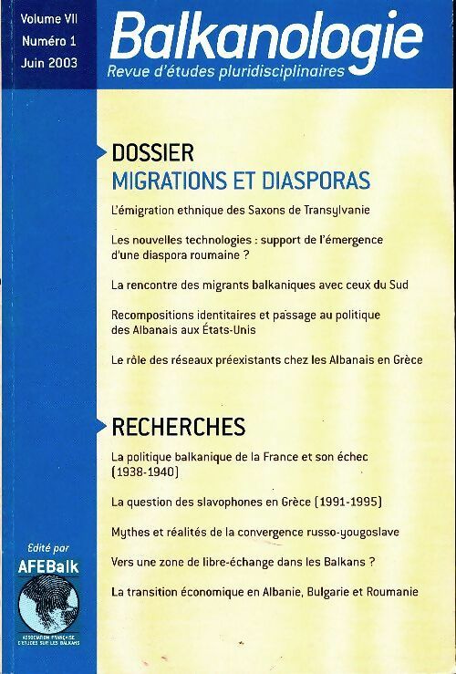 Livrenpoche : Balkanologie volume VII - Collectif - Livre