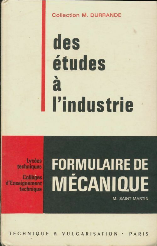 Formulaire de mécanique - M Saint-Martin -  Durrande - Livre