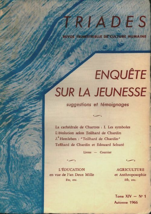 Livrenpoche : Triades Tome XIV n°1 : Enquête sur la jeunesse - Collectif - Livre