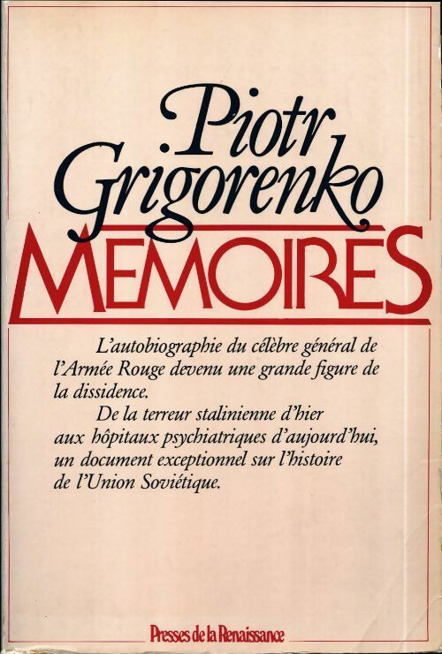 Livrenpoche : Mémoires - Piotr Grigorenko - Livre
