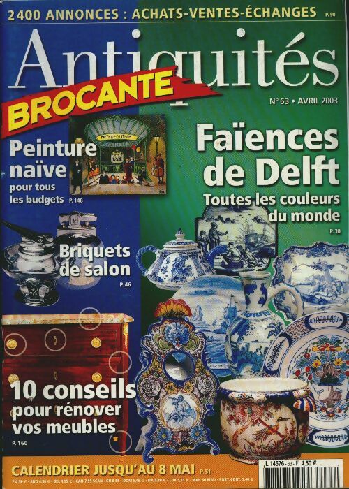 Livrenpoche : Antiquités Brocante n°63 :  Faïences de Delft - Collectif - Livre