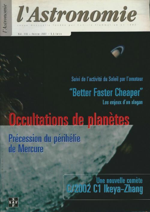 Livrenpoche : L'Astronomie fév 2002 n°116 : Occultations de planètes - Collectif - Livre