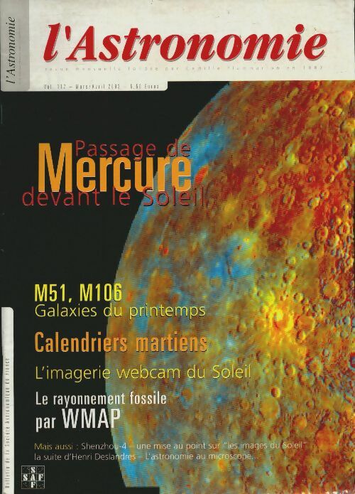 Livrenpoche : L'Astronomie mars/avril 2003 n°117 : Passage de Mercure devant le Soleil ! - Collectif - Livre