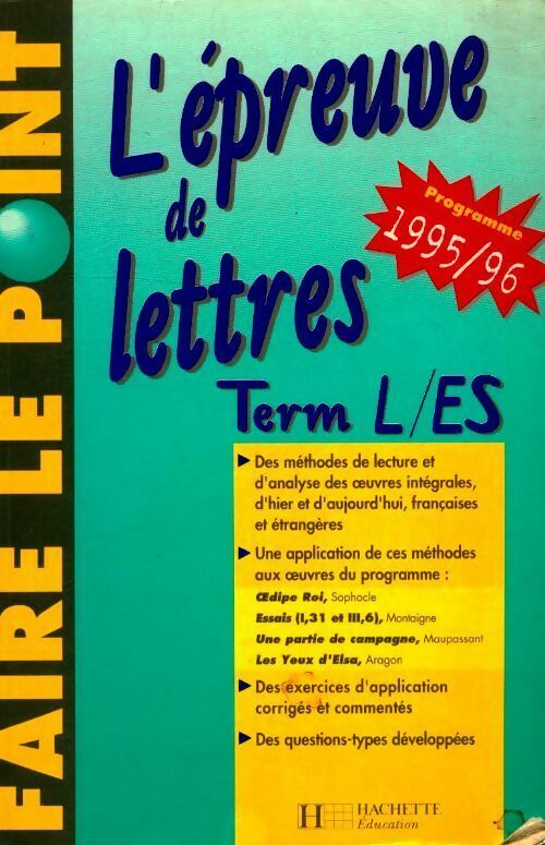 Livrenpoche : L'épreuve de lettres Terminales L, ES 1995-1995 - Romain Lancrey-Javal - Livre