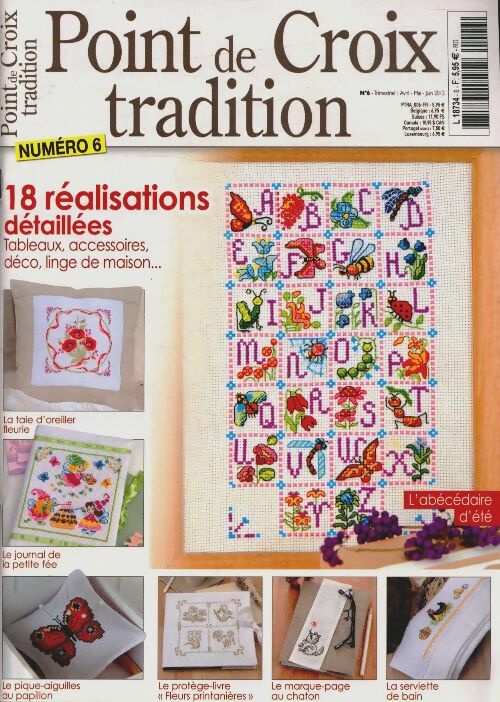 Livrenpoche : Point de croix tradition n°6 : 18 réalisations détaillées - Collectif - Livre
