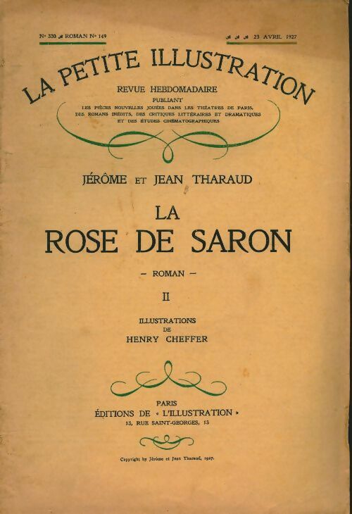 Livrenpoche : La petite illustration n°330 Roman n°149 : La rose de Saron II - Collectif - Livre