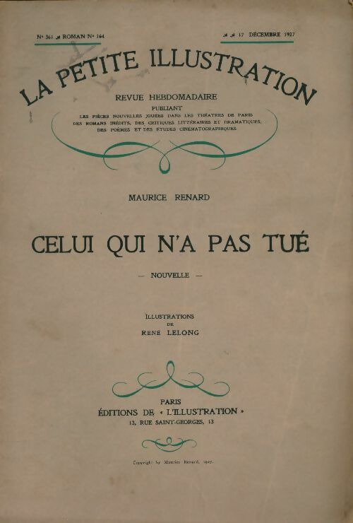 Livrenpoche : La petite illustration n°361 Roman n°164 : Celui qui n'a pas tué - Collectif - Livre