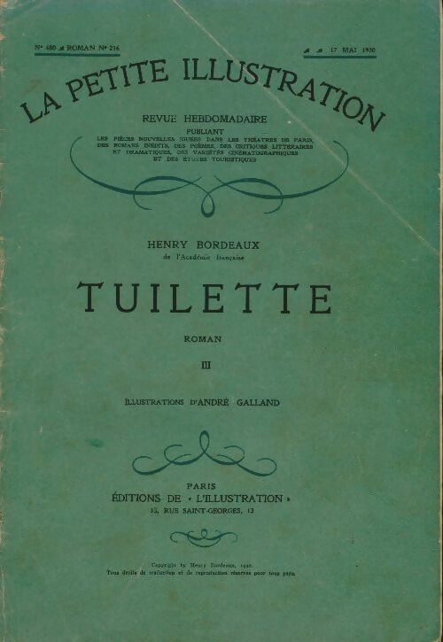 Livrenpoche : La petite illustration n°480 Roman n°216 : Tuilette Tome III - Collectif - Livre