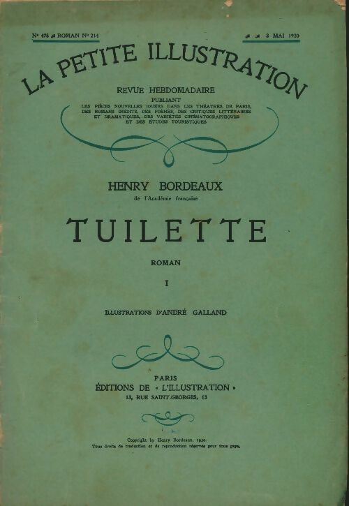 Livrenpoche : La petite illustration n°478 Roman n°214 : Tuilette Tome I - Collectif - Livre
