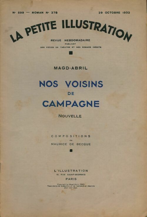 Livrenpoche : La petite illustration n°599 Roman n°278 : Nos voisins de campagne - Collectif - Livre