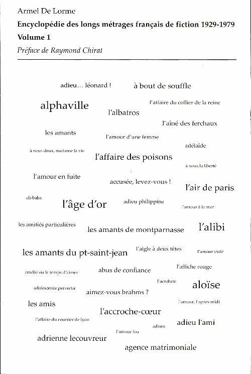 Livrenpoche : Encyclopédie des longs métrages 1929-1979 Tome I - Armel De Lorme - Livre