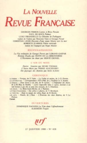 Livrenpoche : La nouvelle revue française n°420 janvier 1988 - Collectif - Livre
