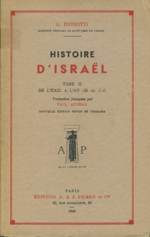Livrenpoche : Histoire d'Israel tome II: de l'exil à l'an 135 après J-C - G. Riggiotti - Livre