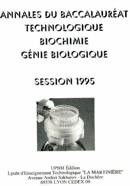 Livrenpoche : Annales du baccalauréat technologique biochimie génie biologique. Session 1995 - Pierre Cornet - Livre