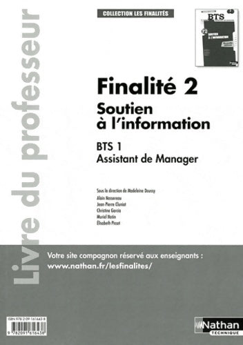 Livrenpoche : BTS assistant de manager Finalité 2. Livre du professeur - Collectif - Livre