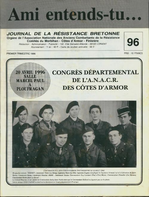 Livrenpoche : Ami entends-tu... n°96  : Congrès départemental de l'A.N.A.C.R. des Côtes d'Armor - Collectif - Livre