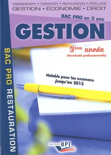 Livrenpoche : Gestion 3ème année bac pro restauration - Christiane Balenger - Livre
