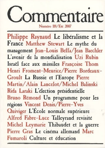 Livrenpoche : Commentaire t. 118; ete 2007 - Collectif - Livre
