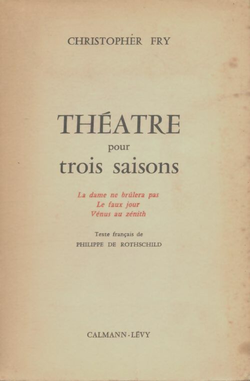 Théâtre pour trois saisons - Christopher Fry -  Calmann-Lévy Poche - Livre