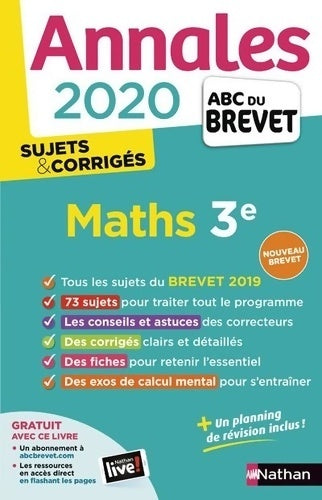 Livrenpoche : Annales abc du brevet 2020 maths - corrigé - Carole Feugère - Livre