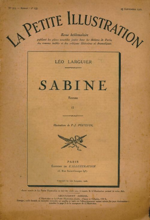 Livrenpoche : La petite illustration n°303 Roman n°135 : Sabine Tome II - Collectif - Livre