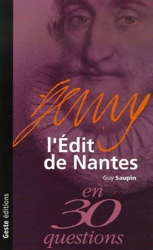 Livrenpoche : L'edit de Nantes - Guy Saupin - Livre