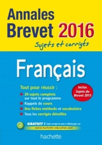 Livrenpoche : Annales 2016 français 3e - Brigitte Réauté - Livre