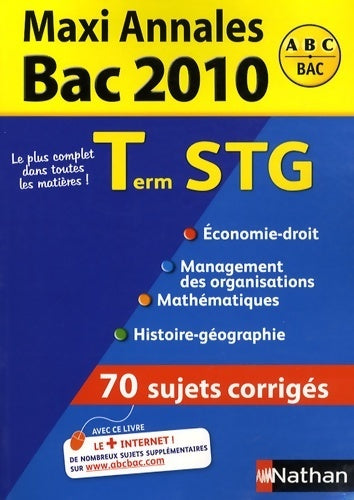 Livrenpoche : Maxi annales Terminale STG bac 2010 - Gwenaëlle Lefebvre - Livre