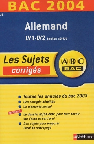 Livrenpoche : Bac 2003/2004 : Allemand toutes séries - Collectif - Livre