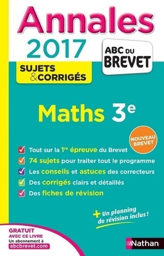 Livrenpoche : Annales abc du brevet 2017 maths 3e - Carole Feugère - Livre