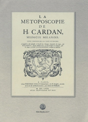 Livrenpoche : La métoposcopie de h. Cardan - Jérôme Cardan - Livre