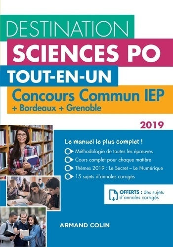 Livrenpoche : Destination sciences po - concours commun iep 2019 + bordeaux + Grenoble : Tout-en-un (2019) - Dimitri Delarue - Livre