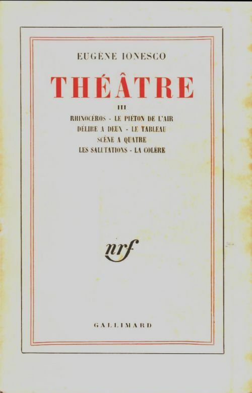 Livrenpoche : Théâtre Tome III - Eugène Ionesco - Livre