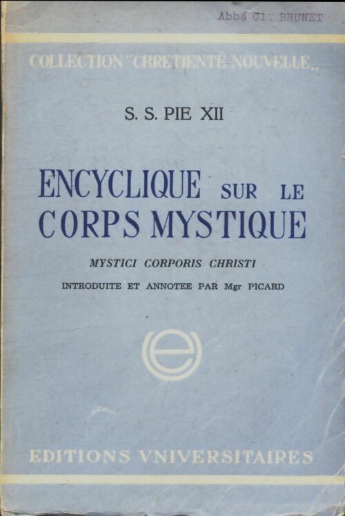 Livrenpoche : Encyclique sur le corps mystique - Pie XII - Livre