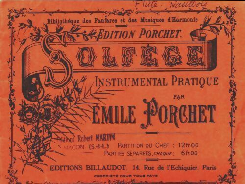 Solfège instrumental pratique - Émile Porchet -  Billaudot  - Livre