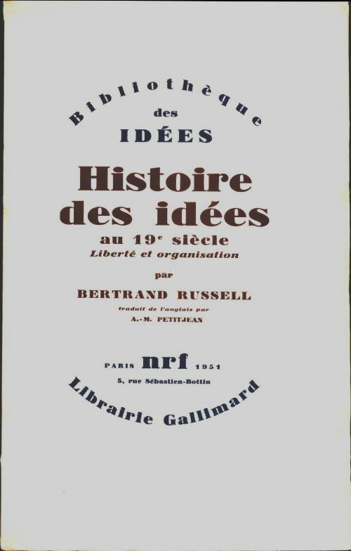 Livrenpoche : Histoire des idées au XIXe siècle - Bertrand Russell - Livre