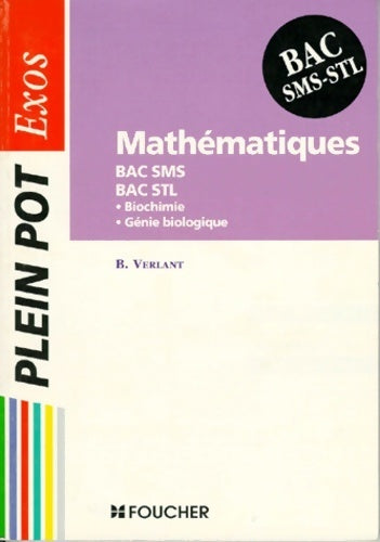 Livrenpoche : Exos bac maths sms stl - Verlant-b - Livre