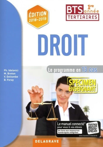 Livrenpoche : Droit BTS 1re année 2018-2019. Spécimen enseignant - Magali Breton - Livre