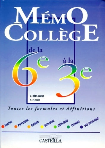 Livrenpoche : Memo collège de la 6eme a la 3eme. Maths physique chimie biologie géologie techno vie pratique - P. Fleury - Livre