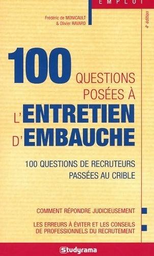 Livrenpoche : 100 questions posées à l'entretien d'embauche - Frédéric De Monicault - Livre