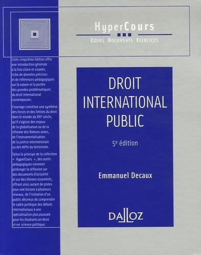 Livrenpoche : Droit international public - 5e éd - Emmanuel Decaux - Livre