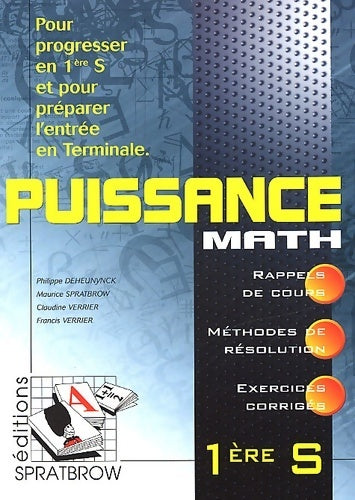 Livrenpoche : Puissance math 1ère bac s - Philippe Deheunynck - Livre