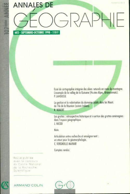 Livrenpoche : Annales de géographie n°603 septembre-octobre 1998 - Jean-Claude Boyer - Livre