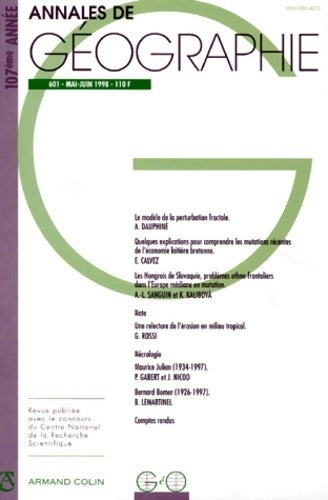 Livrenpoche : Annales de géographie n°601 mai-juin 1998 - Armand Colin - Livre