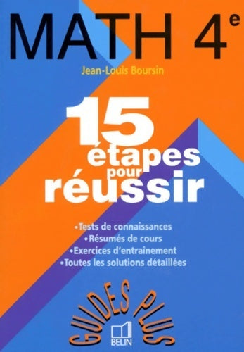 Livrenpoche : Mathématiques 4e. 15 étapes pour réussir - Jean Louis Boursin - Livre