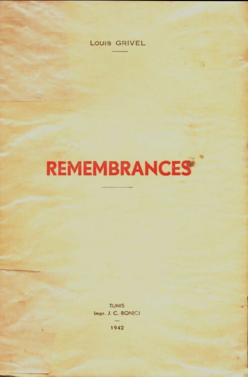 Livrenpoche : Remembrances - Louis Grivel - Livre