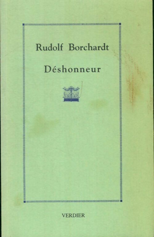 Livrenpoche : Déshonneur une tragédie - Rudolf Borchardt - Livre